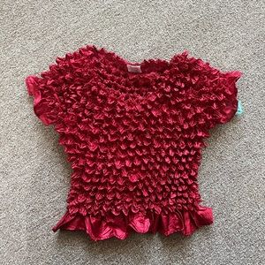 Every Wear top red smocked crinkle like new